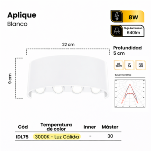 APLIQUE BLANCO LED UP DOWN 22 X 9