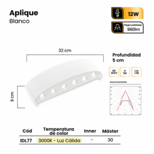 APLIQUE BLANCO LED UP DOWN 32 X 9