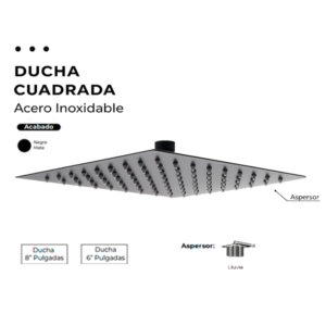 DUCHA CUADRA NEGRO MATE
