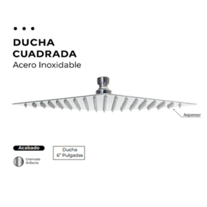 DUCHA CUADRADA ACERO INOXIDABLE  6 PULGADAS