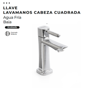 LLAVE LAVAMANOS CABEZA CUADRADA CROMADA