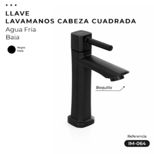 LLAVE LAVAMANOS CABEZA CUADRADA NEGRA