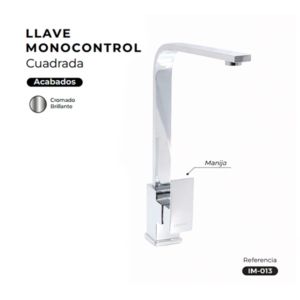 LLAVE MONOCONTROL CUADRADA CROMADO