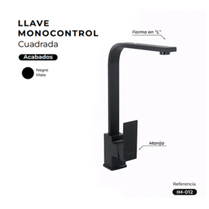 LLAVE MONOCONTROL CUADRADA NEGRO