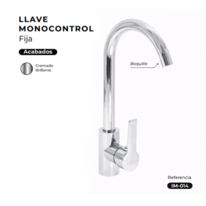LLAVE MONOCONTROL FIJA CROMADO