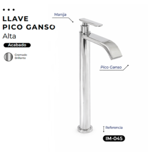 LLAVE LAVAMANOS ALTA PICO GANSO CROMADA