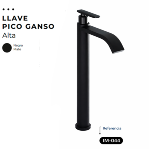 LLAVE LAVAMANOS ALTA PICO GANSO NEGRA