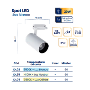 SPOTS LED BLANCO 20 W