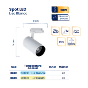 SPOTS LED BLANCO 30 W