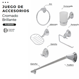 JUEGO DE ACCESORIOS CROMADO BRILLANTE