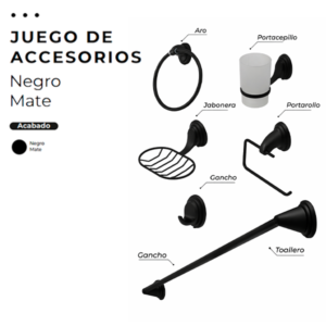 JUEGO DE ACCESORIOS NEGRO MATE