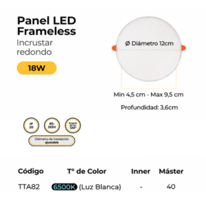 PANELES LED FRAMELESS INCRUSTAR REDONDO